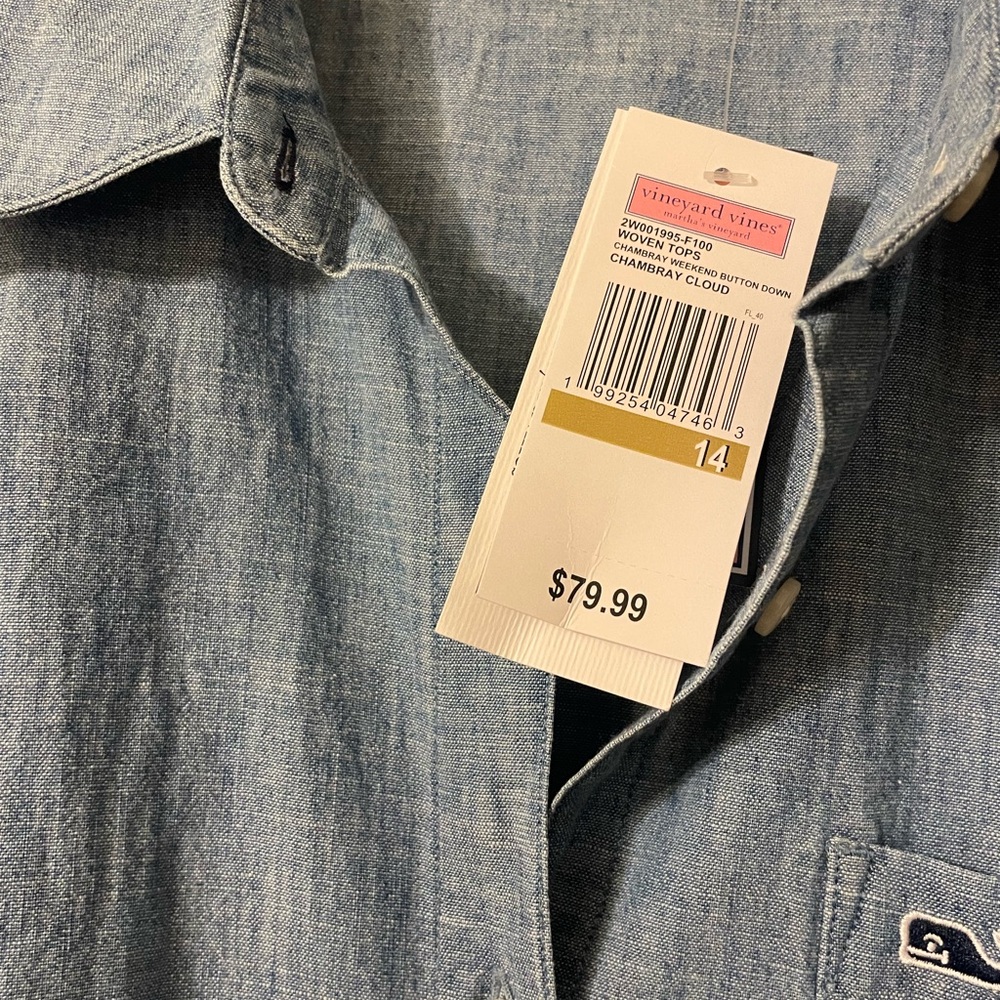 Vineyard Vines Chambray cloud Blue Button Down Sh… - image 6